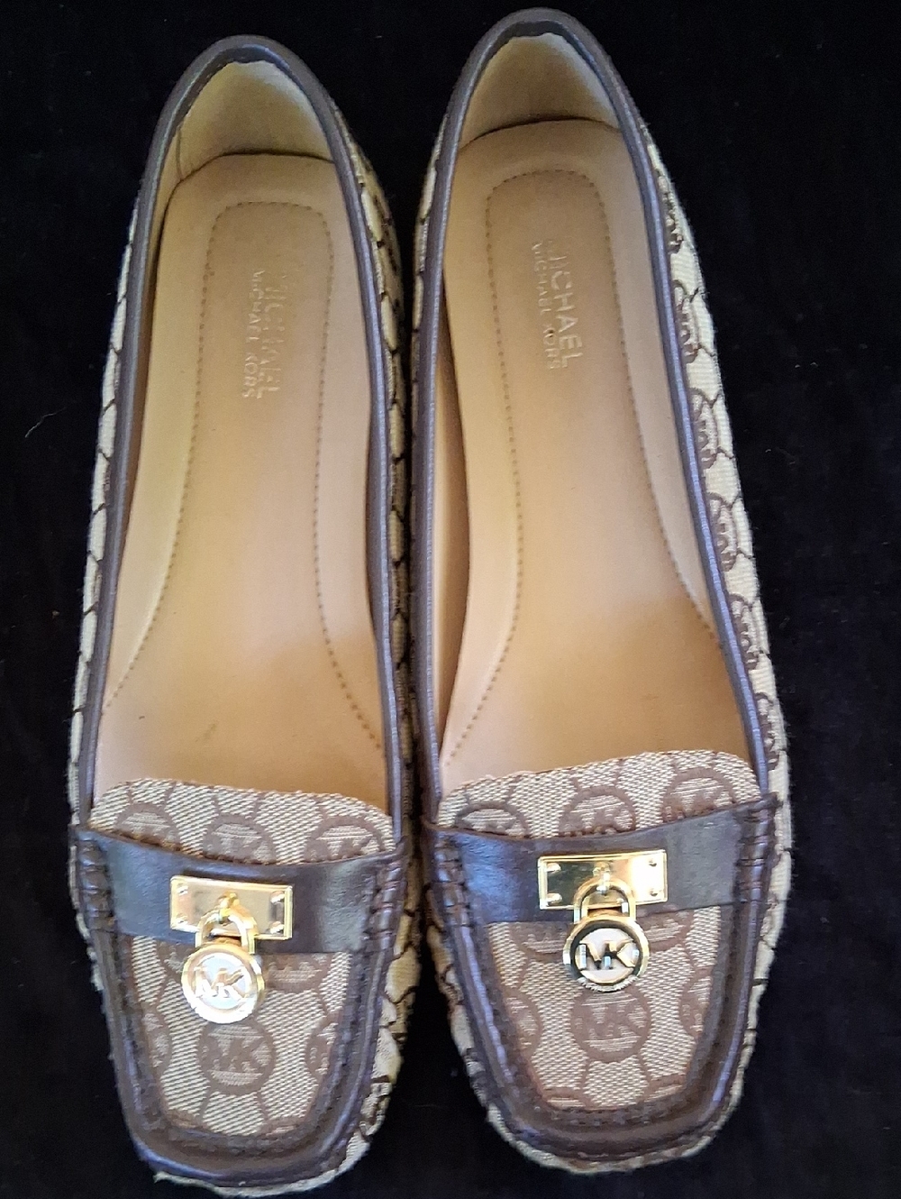 Michael Kors Brown Logo MK Charm Loafers